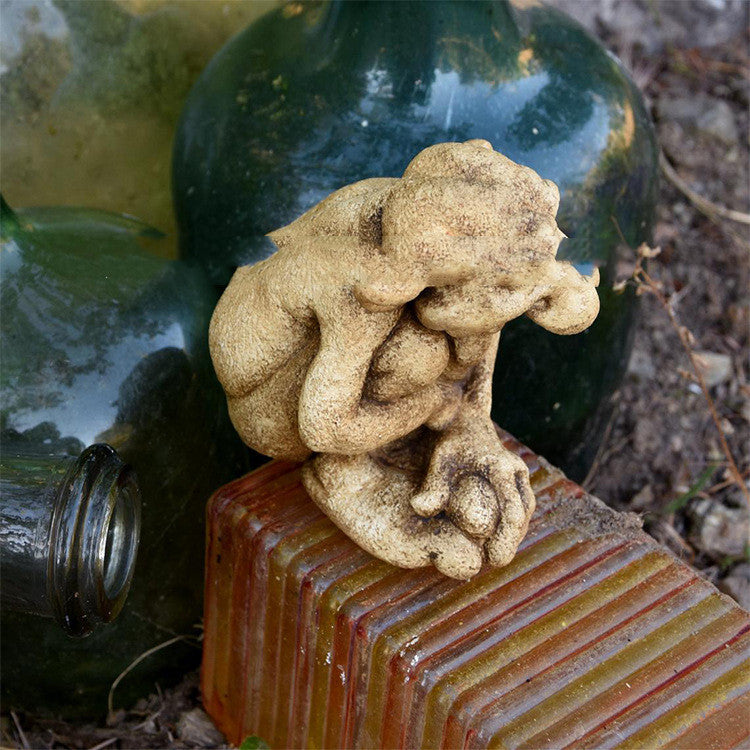 Gothic Sculptural Cast Stone Troll Resin Craft